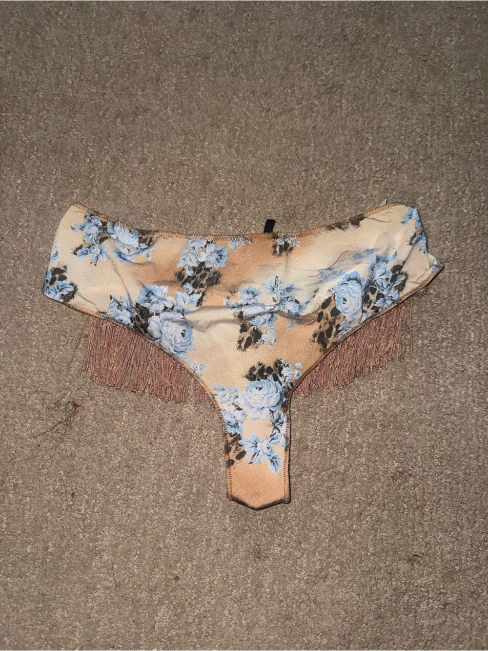 Brand new Floral Fringe panties - Blue Roses on Peach